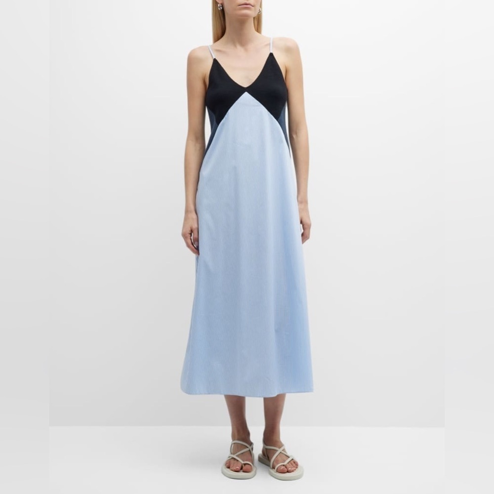 NAADAM Colorblocked Mixed-Media Midi-Dress